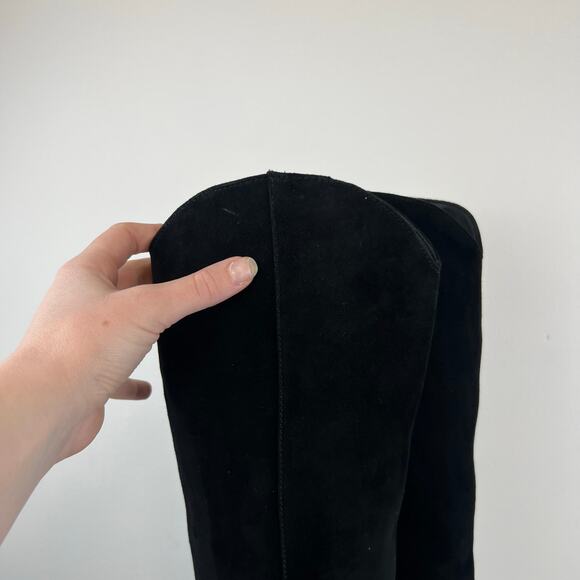 Steve Madden Leyna Black Suede Western Inspired Kitten Heel Tall Boots (Sz 6) - Picture 8 of 14